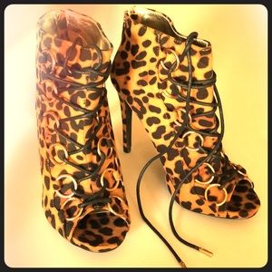Leopard ankle boots